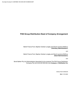 PAS Group Distribution Deed of Company Arrangement