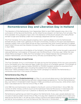 To Read More About Dutch Remembrance Day in Canada