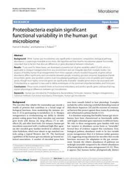 Proteobacteria Explain Significant Functional Variability in the Human Gut Microbiome Patrick H