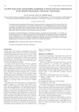 An SEM Study of the External Pollen Morphology in Senecio and Some Related Genera in the Subtribe Senecioninae (Asteraceae: Senecioneae)