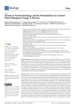 Trends in Nanotechnology and Its Potentialities to Control Plant Pathogenic Fungi: a Review