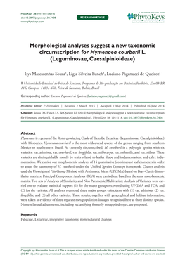 Morphological Analyses Suggest a New Taxonomic Circumscription for Hymenaea Courbaril L