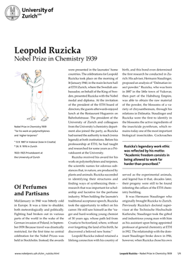 Leopold Ruzicka Nobel Prize in Chemistry 1939