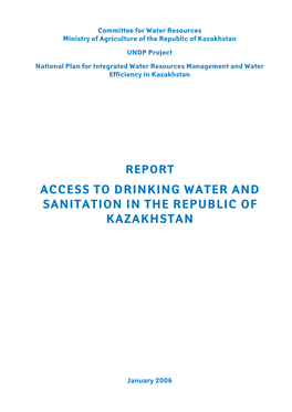 Access to Drinking Water and Sanitation in the Republic of Kazakhstan