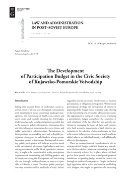 The Development of Participation Budget in the Civic Society of Kujawsko-Pomorskie Voivodship