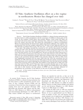 El Ni˜No–Southern Oscillation Effect on a Fire Regime in Northeastern