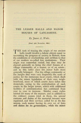 The Lesser Halls and Manor Houses of Lancashire