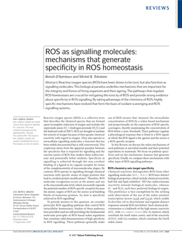ROS As Signalling Molecules: Mechanisms That Generate Specificity in ROS Homeostasis