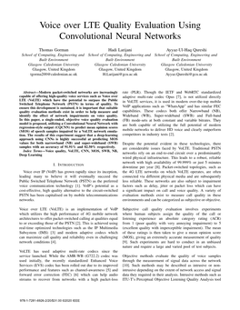 Voice Over LTE Quality Evaluation Using Convolutional Neural Networks