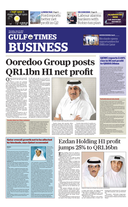 Ooredoo Group Posts QR1.1Bn H1 Net Profit