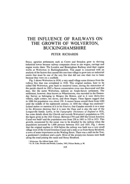 The Influence of Railways on the Growth of Wolverton, Buckinghamshire Peter Richards