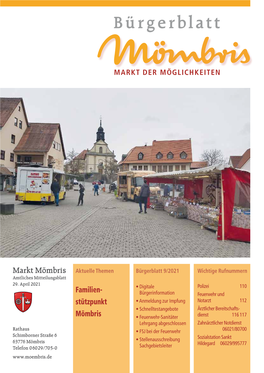 Markt Mömbris Aktuelle Themen Bürgerblatt 9/2021 Wichtige Rufnummern Amtliches Mitteilungsblatt 29