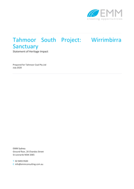 Tahmoor South Project: Wirrimbirra Sanctuary Statement of Heritage Impact
