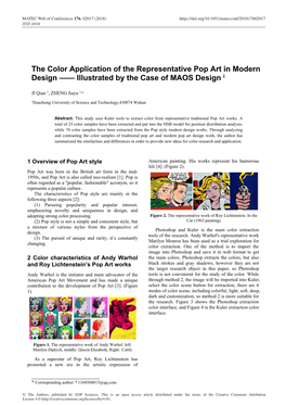 The Color Application of the Representative Pop Art in Modern Design —— Illustrated by the Case of MAOS Design I