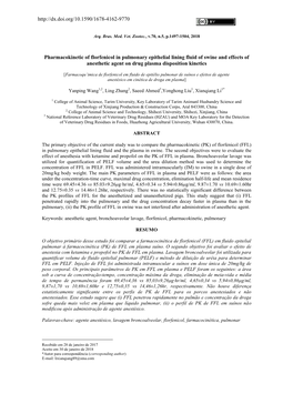 Pharmacokinetic of Florfenicol in Pulmonary Epithelial Lining Fluid of Swine and Effects of Anesthetic Agent on Drug Plasma Disposition Kinetics