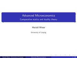Advanced Microeconomics Comparative Statics and Duality Theory