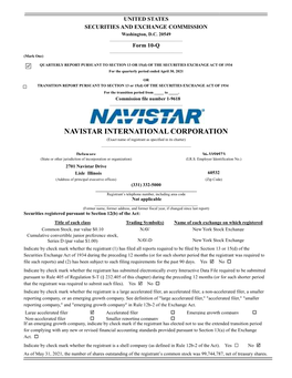 NAVISTAR INTERNATIONAL CORPORATION (Exact Name of Registrant As Specified in Its Charter) ______