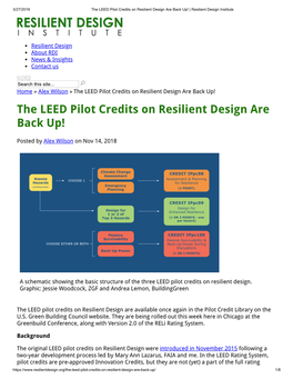 LEED Pilot Credits on Resilient Design Are Back Up! | Resilient Design Institute