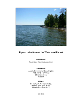Pigeon Lake State of the Watershed Report
