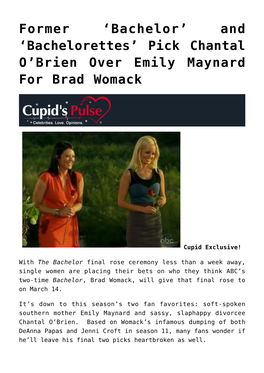 Pick Chantal O'brien Over Emily Maynard for Brad