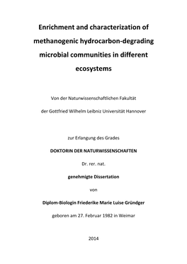 Enrichment and Characterization of Methanogenic Hydrocarbon-Degrading Microbial Communities in Different Ecosystems