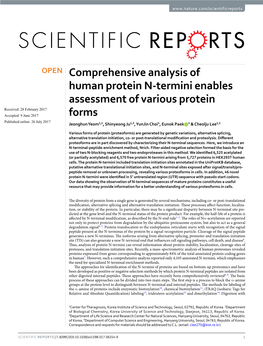 Comprehensive Analysis of Human Protein N-Termini Enables
