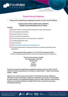 Tourist Visa for Pakistan