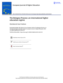 The Bologna Process: an International Higher Education Regime