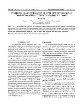 Synthesis, Characterization of Some New Heterocyclic Compounds Derivatives from Azo Bis-Chalcones