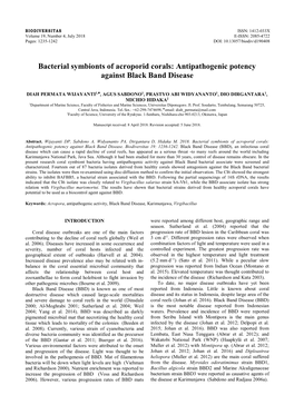 Bacterial Symbionts of Acroporid Corals: Antipathogenic Potency Against Black Band Disease