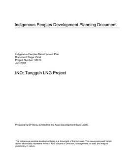 BP Tangguh Integrated Social Program BP Tangguh Project BP Berau, Ltd