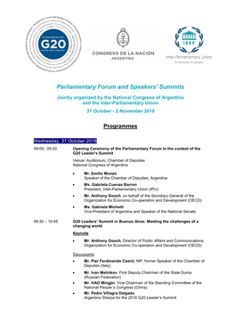 Parliamentary Forum and Speakers' Summits