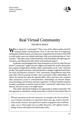 Real Virtual Community