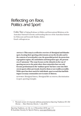 Reflecting on Race, Politics and Sport1