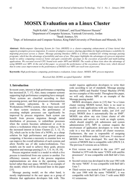 MOSIX Evaluation on a Linux Cluster