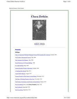 Clara Zetkin Internet Archive Page 1 of 4