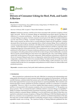 Drivers of Consumer Liking for Beef, Pork, and Lamb: a Review