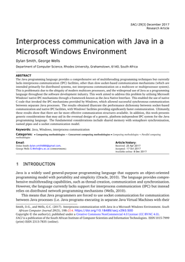 Interprocess Communication with Java in a Microsoft Windows Environment