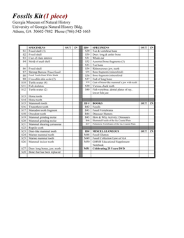 Fossils Kit (1 Piece) Georgia Museum of Natural History University of Georgia Natural History Bldg