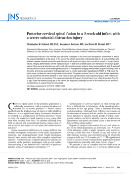 Posterior Cervical Spinal Fusion in a 3-Week-Old Infant with a Severe Subaxial Distraction Injury