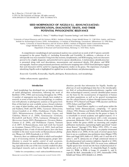 Nigella</Italic> Sl (Ranunculaceae): Identification, Diagnostic Traits, And