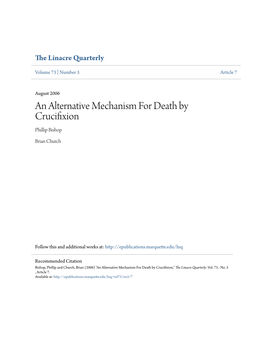 An Alternative Mechanism for Death by Crucifixion Phillip Bishop