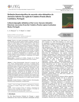 Definição Litostratigráfica Da Sucessão Calco-Dolomítica Do Jurássico Inferior Da Região De Coimbra-Penela (Bacia Lusitânica, Portugal)