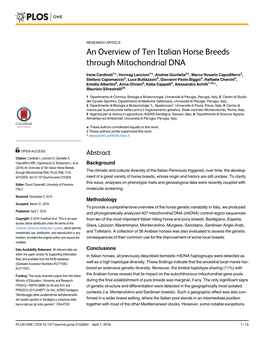 An Overview of Ten Italian Horse Breeds Through Mitochondrial DNA