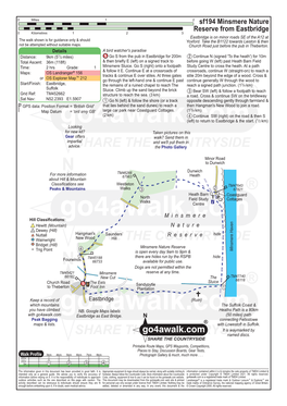Sf194 Minsmere Nature Reserve from Eastbridge 0 Kilometres 1 2 3 Eastbridge Is on Minor Roads SE of the A12 at the Walk Shown Is for Guidance Only & Should Yoxford