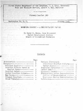 United States Department of the Interior, J . A. Krug, Secretary Fish and Wildlife Service, Albert M. Day, Director Fishery Leaf