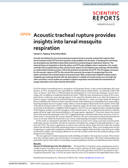 Acoustic Tracheal Rupture Provides Insights Into Larval Mosquito Respiration Herbert J