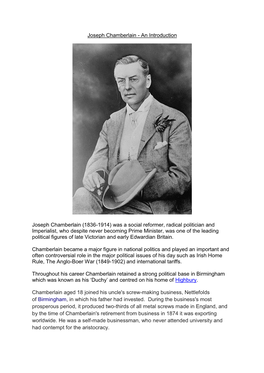 Joseph Chamberlain - an Introduction