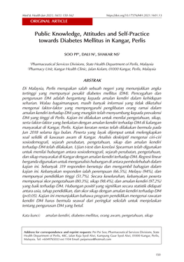 Public Knowledge, Attitudes and Self-Practice Towards Diabetes Mellitus in Kangar, Perlis