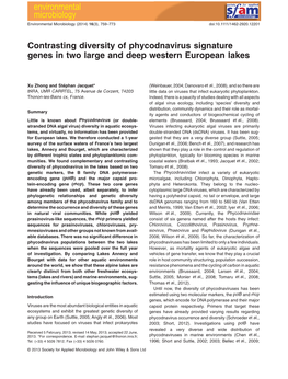 Contrasting Diversity of Phycodnavirus Signature Genes in Two Large and Deep Western European Lakes